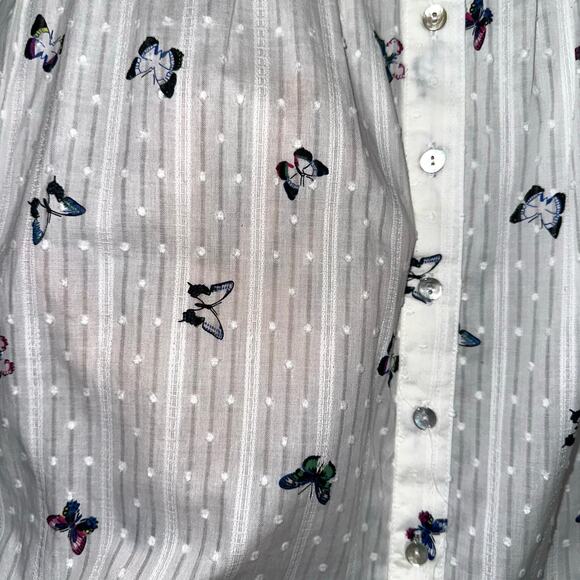 NWT Jane and Delancey White Butterfly Button Back Short Sleeve Shirt Size S - Picture 7 of 13